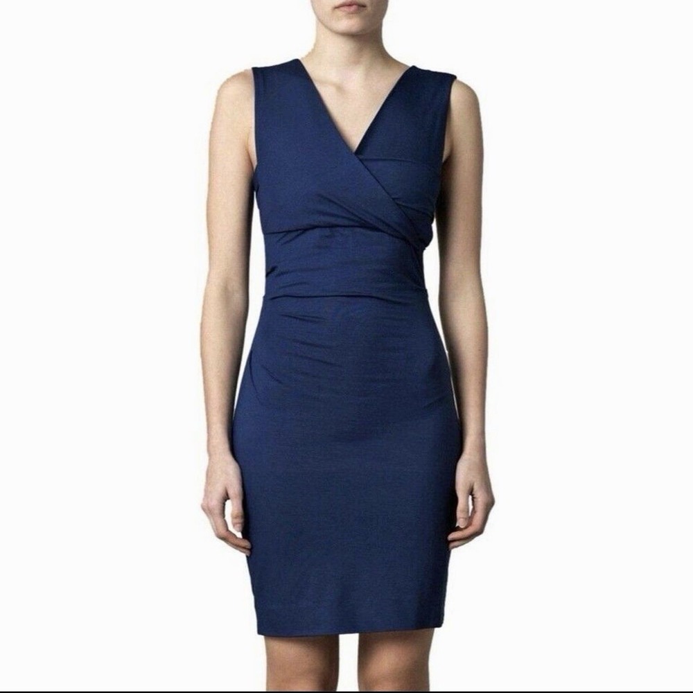 Diane Von Furstenberg Size-L Dress Navy Blue Parker Stretchy Bodycon $285